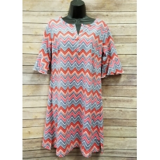 Erma's Closet Pink, Red and Blue Chevron Short Sleeve Dress